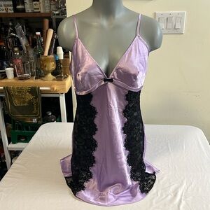 Victoria’s Secret Lilac and Black Lace Chemise Lingerie in Size Medium